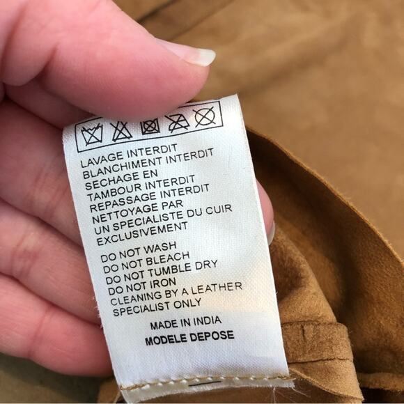 Maje caramel tan brown goat suede hook front popover top size 2 or US 6 - Picture 13 of 16